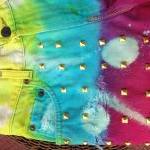 High Waisted Studded Destroyed Tie Dye Levi Cut..