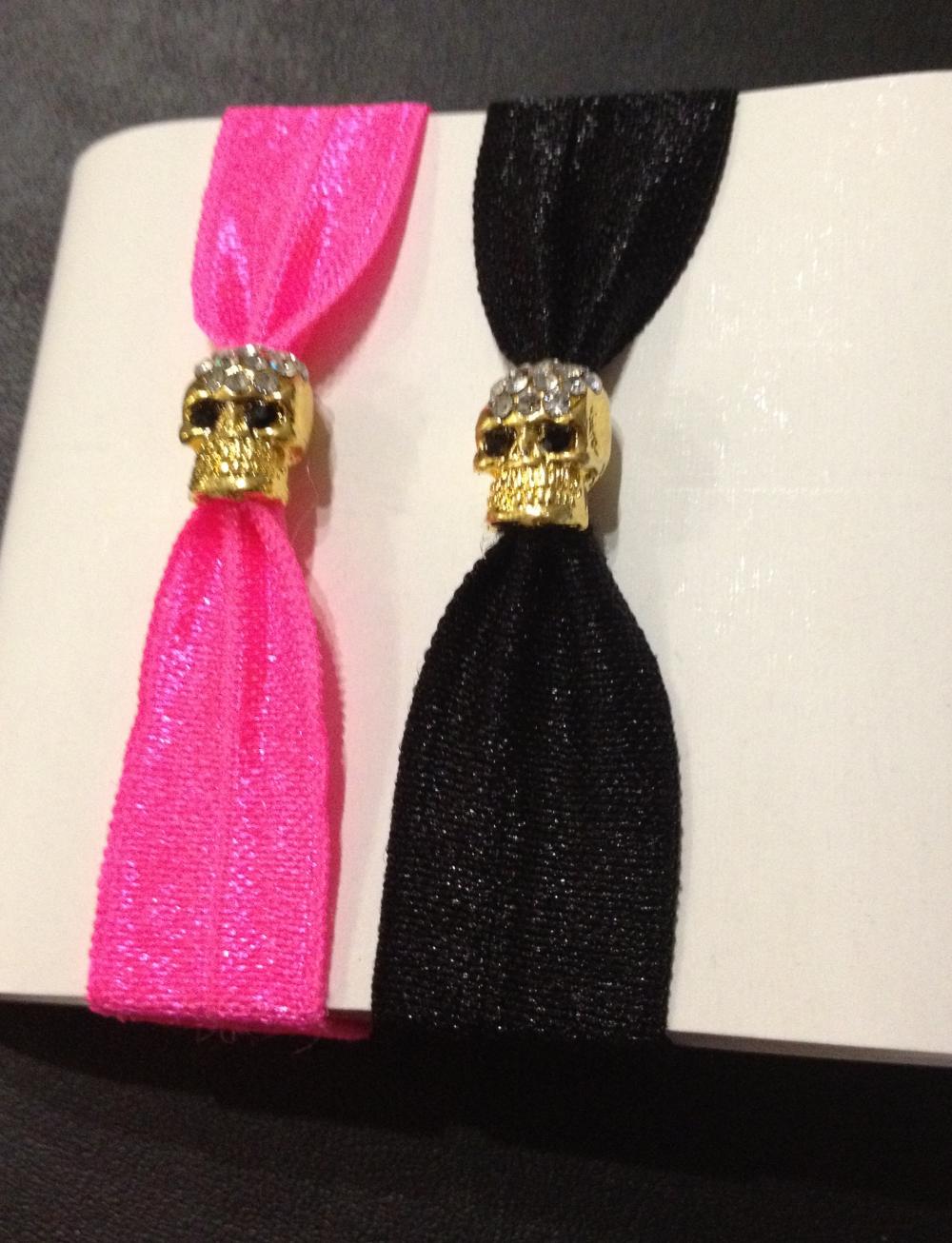 Gold Rhinestone Skull Elastic Hair Ties (and Bracelets) on Luulla