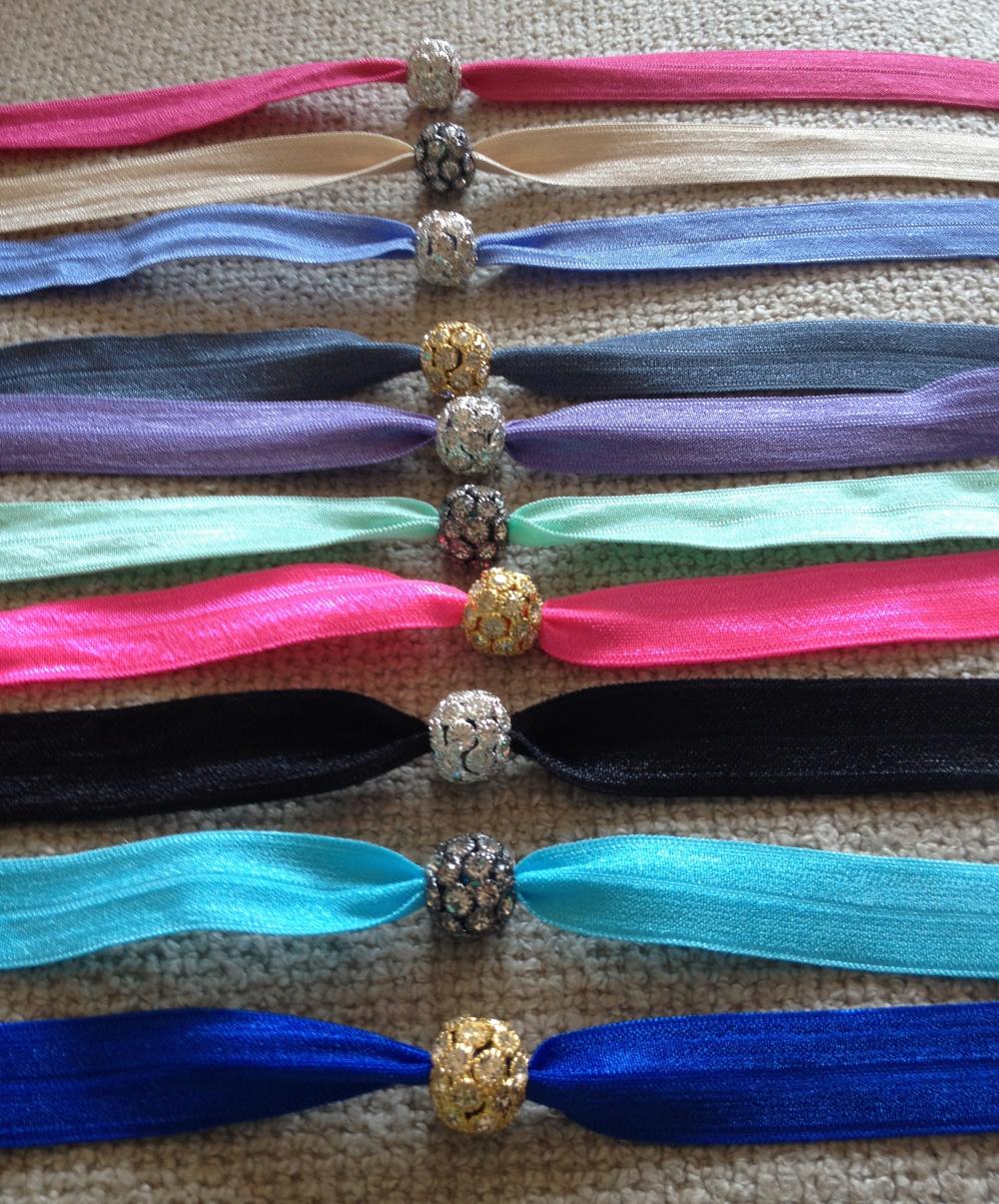 Custom Pave Crystal Ball Elastic Hair Ties (and Bracelets)