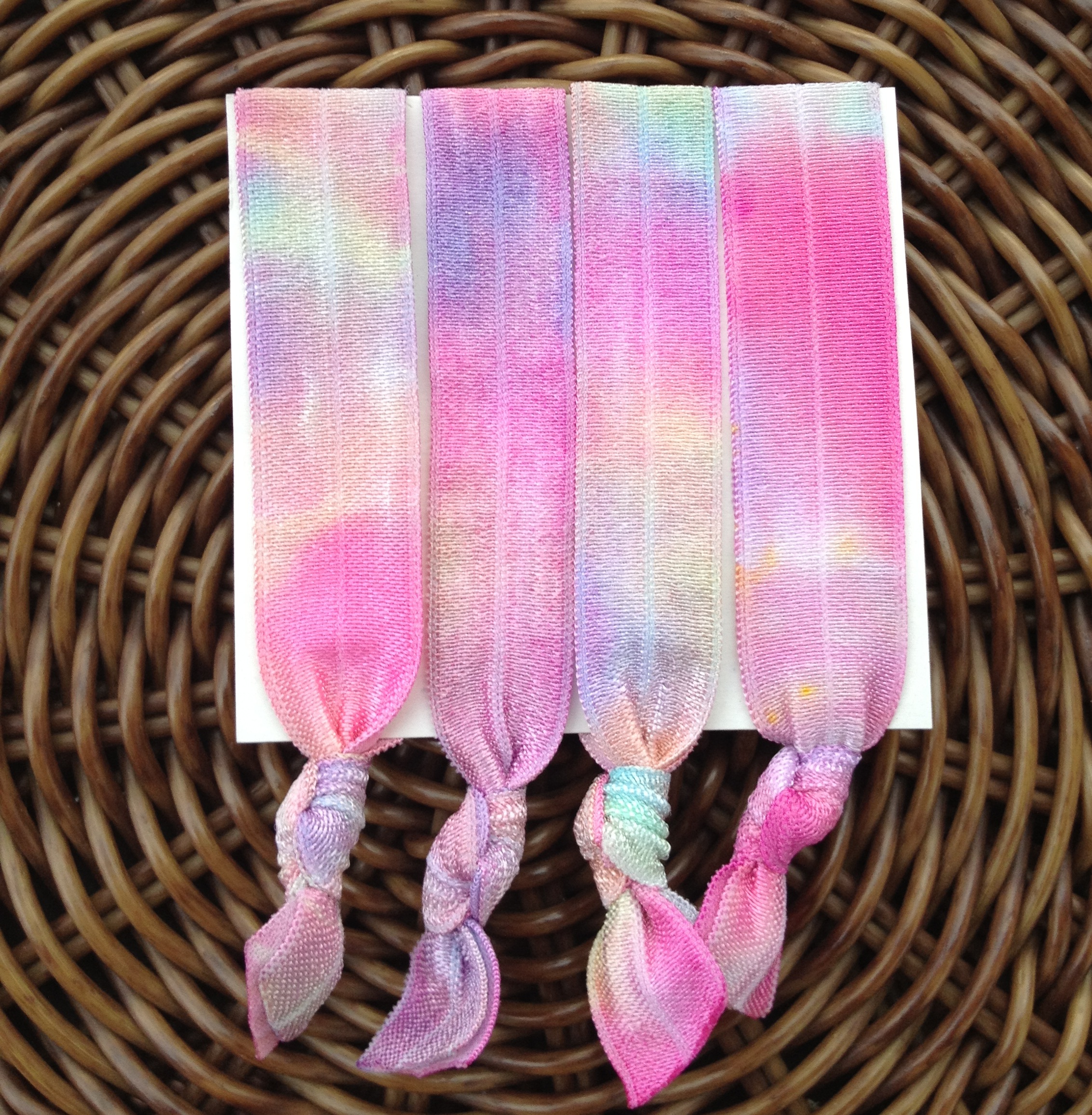 4 Pink And Purple Tie Dye Elastic Hair Ties And Bracelets On Luulla
