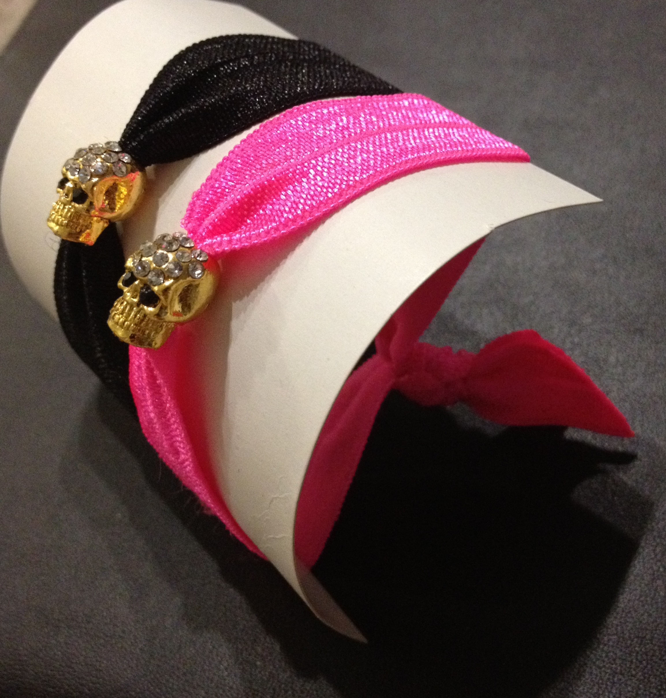 Gold Rhinestone Skull Elastic Hair Ties (and Bracelets) on Luulla