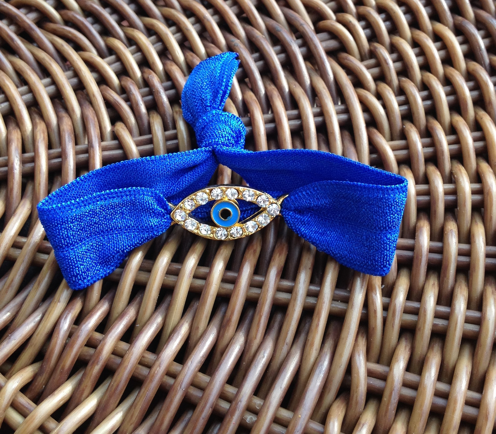 Gold Rhinestone Evil Eye Elastic Hair Ties (and Bracelets) on Luulla