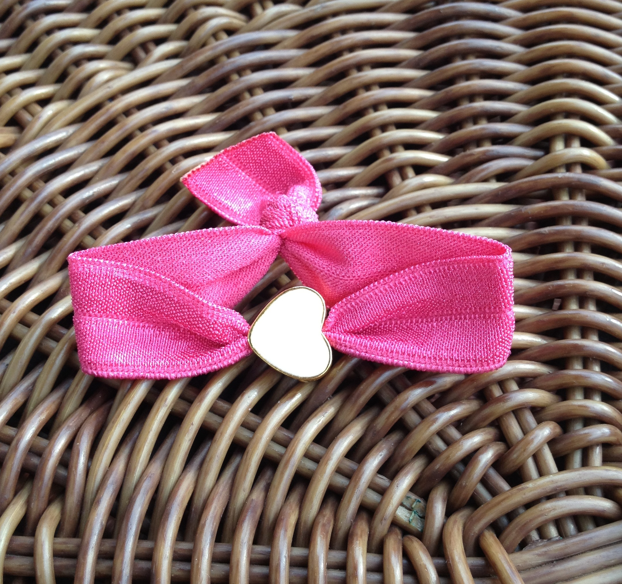 Elastic Hair Ties (and Bracelets) W/ White Face Gold Toned Heart on Luulla