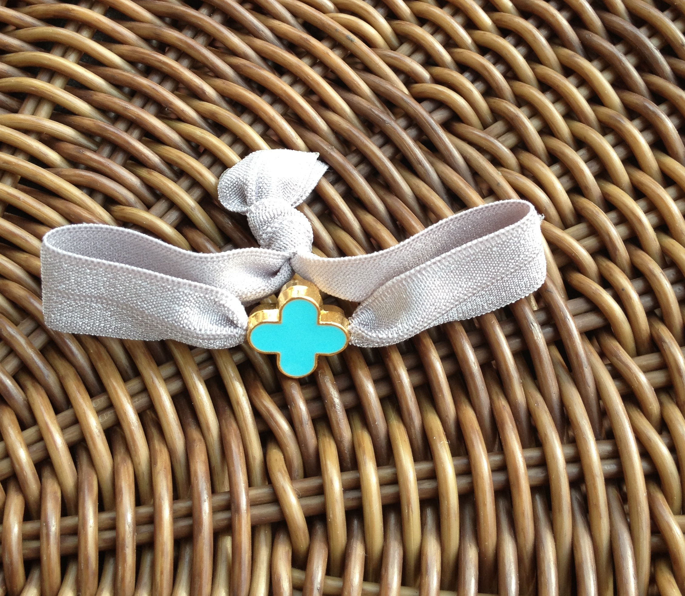 Elastic Hair Ties (and Bracelets) W/ Turquoise Face Gold Toned Heart on